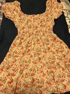 Floral Smocked Kids Dress - Peach Rose Print